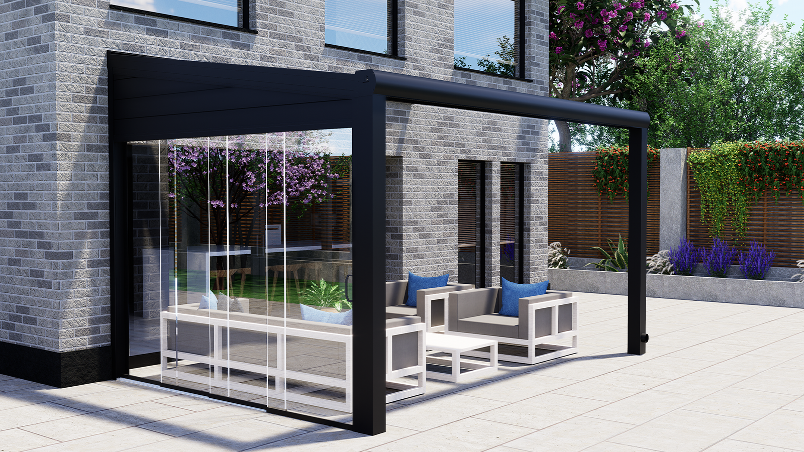 Glazen schuifwand zijkant